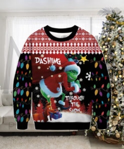 Dashing Though The Snow Grinch Ugly Sweater Gift For Family Ugly Christmas Sweater