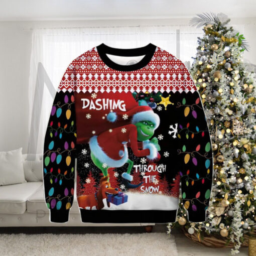 Dashing Though The Snow Grinch Ugly Sweater Gift For Family Ugly Christmas Sweater