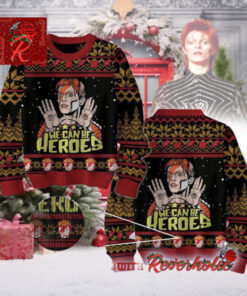 David Bowie We Can Be Heroes Holiday Xmas Gift For Fans Ugly Christmas Sweater