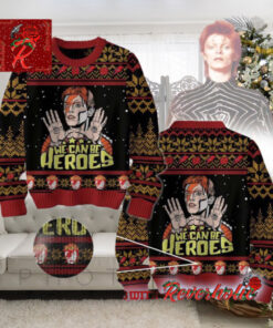 David Bowie We Can Be Heroes Holiday Xmas Gift For Fans Ugly Christmas Sweater