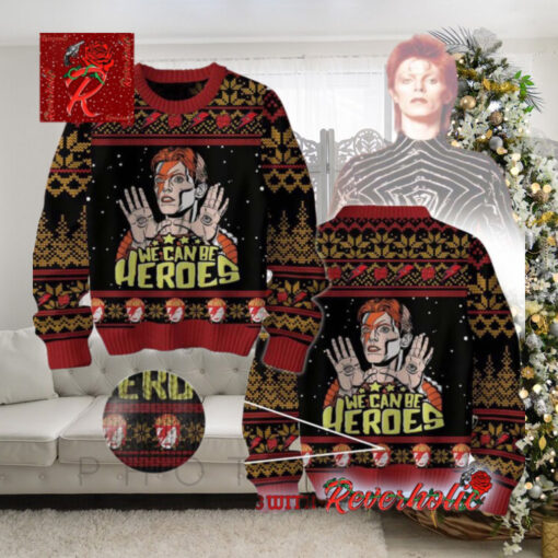 David Bowie We Can Be Heroes Holiday Xmas Gift For Fans Ugly Christmas Sweater