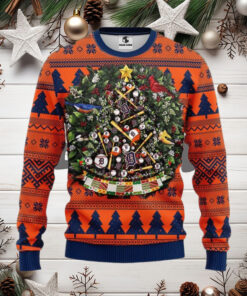 Detroit Tigers Baseball Christmas Tree Ugly Sweater