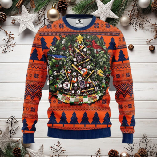 Detroit Tigers Baseball Christmas Tree Ugly Sweater