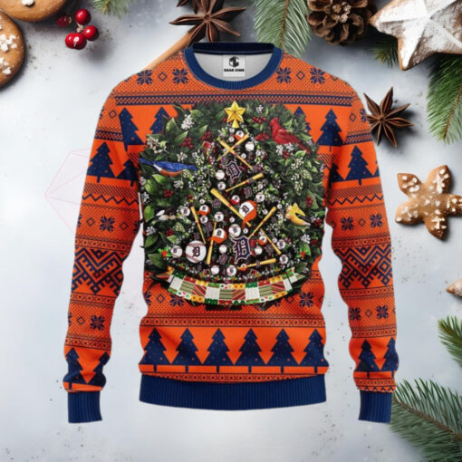 Detroit Tigers Baseball Christmas Tree Ugly Sweater