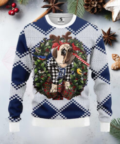 Detroit Tigers Pug Reindeer Christmas Ugly Sweater