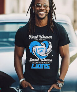 Diamond heart real women love football smart women love the Lions shirt