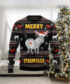 Donkeys Merry Kissmyass 3D Ugly Christmas Sweater