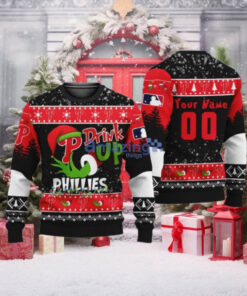 Drink Up Grinch Philadelphia Phillies Ugly Christmas Sweater