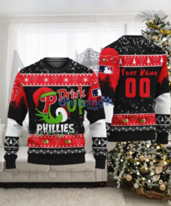 Drink Up Grinch Philadelphia Phillies Ugly Christmas Sweater