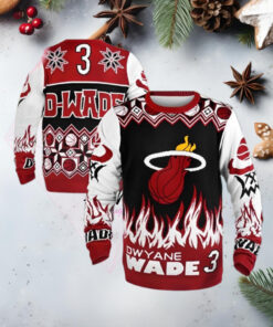 Dwyane Wade Miami Heat Klew Red Ugly Sweater Holiday Ugly Christmas Sweater