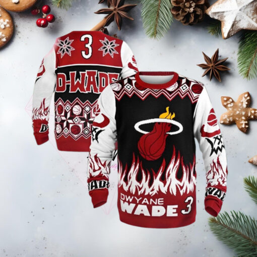 Dwyane Wade Miami Heat Klew Red Ugly Sweater Holiday Ugly Christmas Sweater