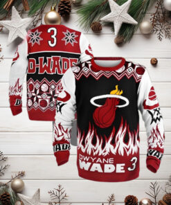 Dwyane Wade Miami Heat Klew Red Ugly Sweater Holiday Ugly Christmas Sweater