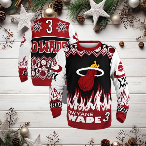 Dwyane Wade Miami Heat Klew Red Ugly Sweater Holiday Ugly Christmas Sweater