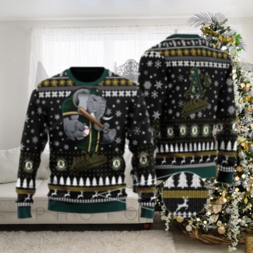 Elephant Mascot Oakland Athletics Ugly Christmas Sweater