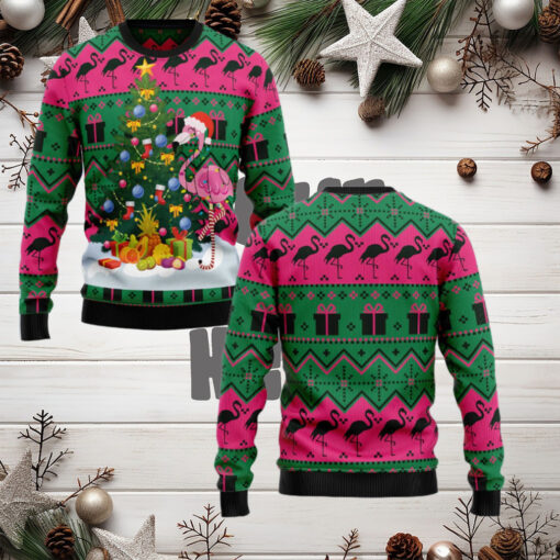 Flamingo Christmas Tree Ugly Christmas Sweater