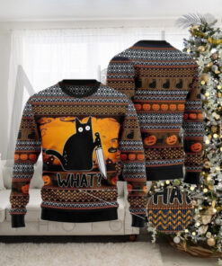 Funny Black Cat What Ugly Christmas Sweater