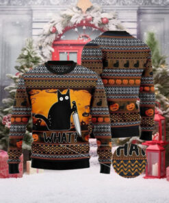 Funny Black Cat What Ugly Christmas Sweater