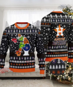 Funny Houston Astros Grinch Sitting On Toilet Ugly Christmas Sweater