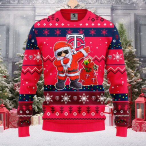 Funny Minnesota Twins Santa Dabbing Ugly Christmas Sweater