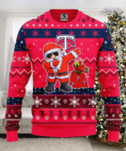 Funny Minnesota Twins Santa Dabbing Ugly Christmas Sweater