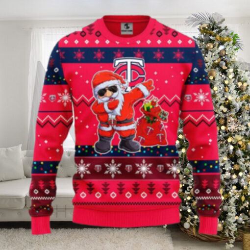 Funny Minnesota Twins Santa Dabbing Ugly Christmas Sweater