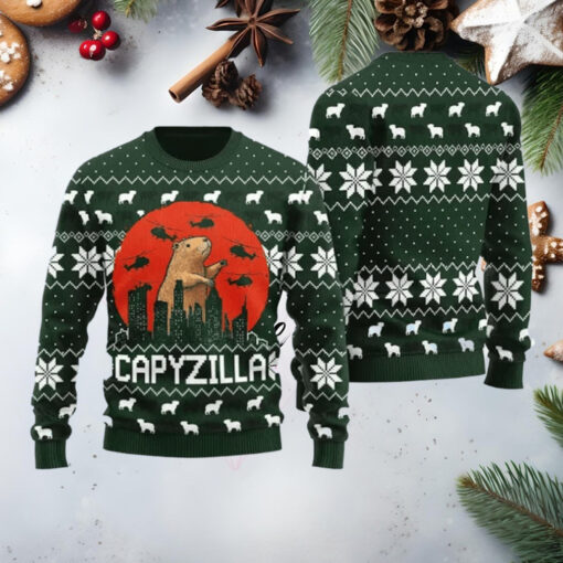 Funny Monster Capybara Capyzilla Funny Christmas Sweater