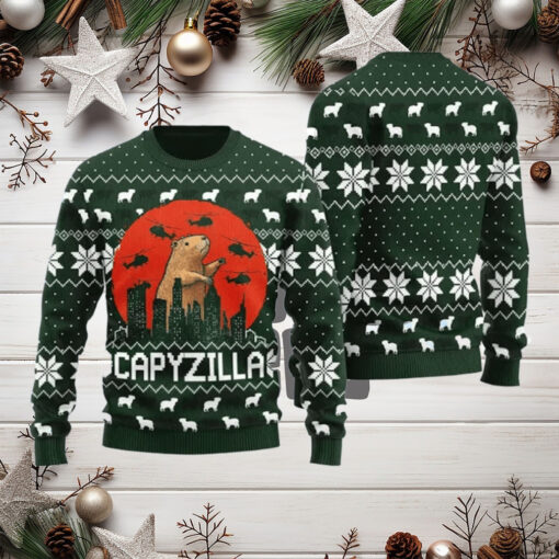 Funny Monster Capybara Capyzilla Funny Christmas Sweater