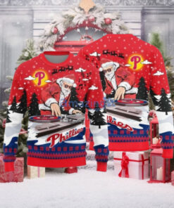 Funny Philadelphia Phillies Santa DJ Ugly Christmas Sweater