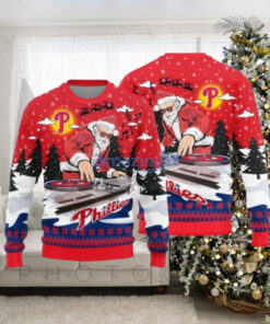 Funny Philadelphia Phillies Santa DJ Ugly Christmas Sweater