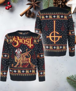 Ghost Band Papa Emeritus Chimera With Satanic Cross Logo Ugly Christmas Sweater Gift For Holiday