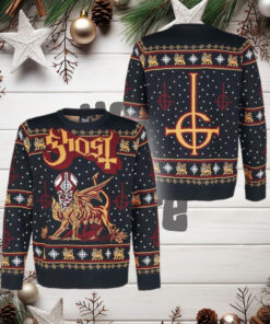 Ghost Band Papa Emeritus Chimera With Satanic Cross Logo Ugly Christmas Sweater Gift For Holiday