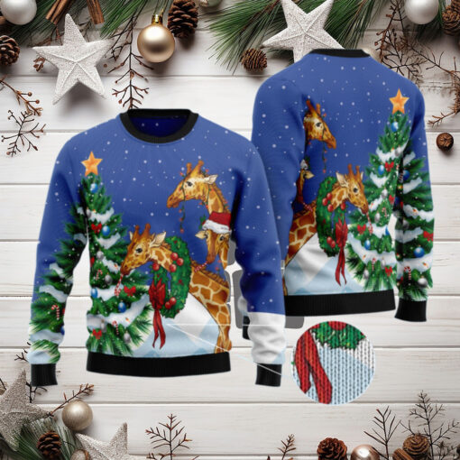 Giraffe Family Ugly Christmas Sweater