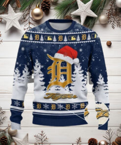 Golden Logo Detroit Tigers Christmas Snowfall Ugly Sweater