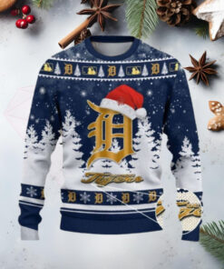 Golden Logo Detroit Tigers Christmas Snowfall Ugly Sweater