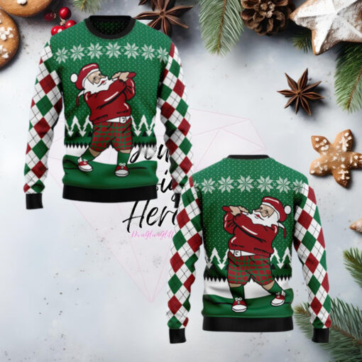 Golfer Santa Ugly Christmas Sweater