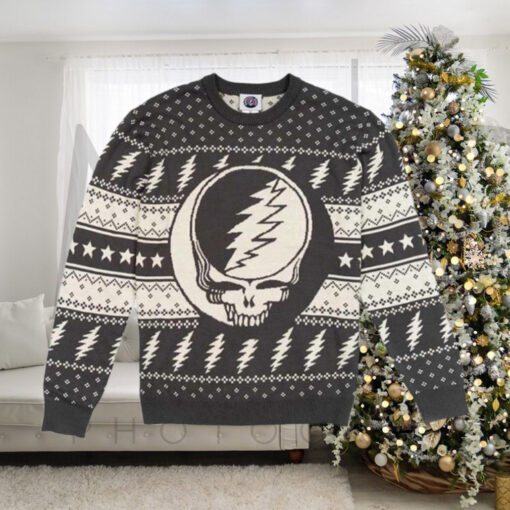 Grateful Dead Steal Your Face Gray Ugly Christmas Sweater