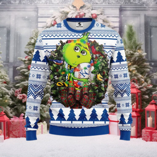 Green Grinch Kansas City Royals Themed Ugly Christmas Sweater