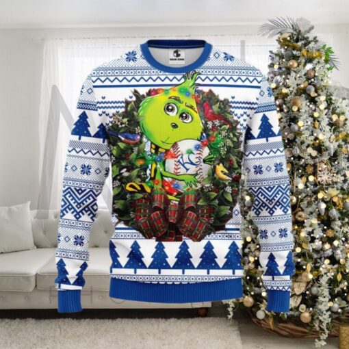 Green Grinch Kansas City Royals Themed Ugly Christmas Sweater