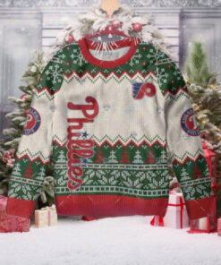 Green Red And White Philadelphia Phillies Christmas Ugly Sweater