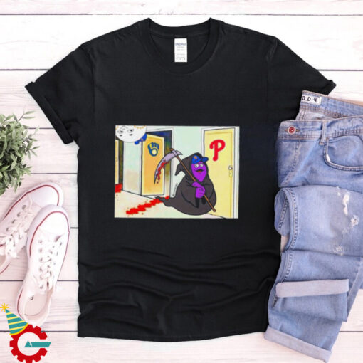 Grimace Grim Reaper vs Phillies knock knock MLB shirt