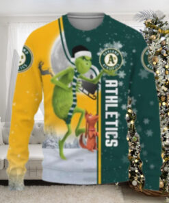 Grinch And Dog Oakland A’s Ugly Christmas Sweater