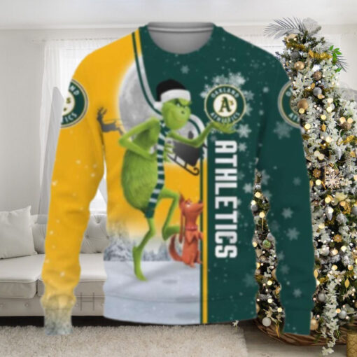 Grinch And Dog Oakland A’s Ugly Christmas Sweater