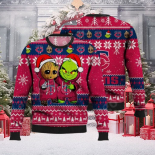 Grinch And Groot Minnesota Twins Ugly Christmas Sweater