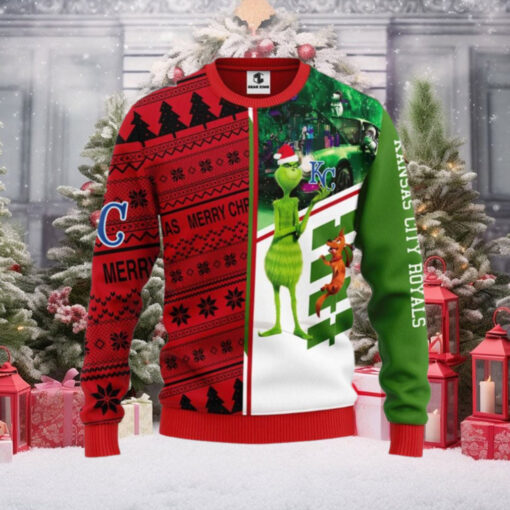 Grinch And Scooby doo Kansas City Royals Ugly Christmas Sweater