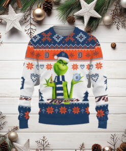 Grinch Detroit Tigers Candy Cane Ball Ugly Christmas Sweater