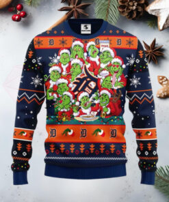 Grinch Detroit Tigers Family Christmas Ugly Sweater