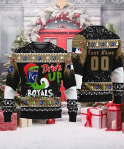 Grinch Drink Up Kansas City Royals Personalized Ugly Christmas Sweater