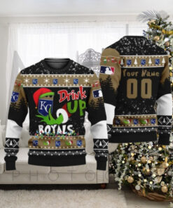 Grinch Drink Up Kansas City Royals Personalized Ugly Christmas Sweater