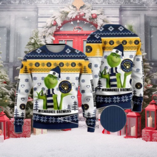 Grinch Milwaukee Brewers Ugly Christmas Sweater Holiday Edition