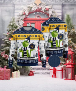 Grinch Milwaukee Brewers Ugly Christmas Sweater Winter Snow Theme